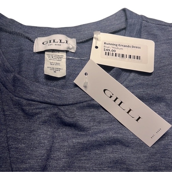 GILLI Drawstring Sleeveless Jersey Dress in Denim Blue Size Medium BNWT - Picture 4 of 6